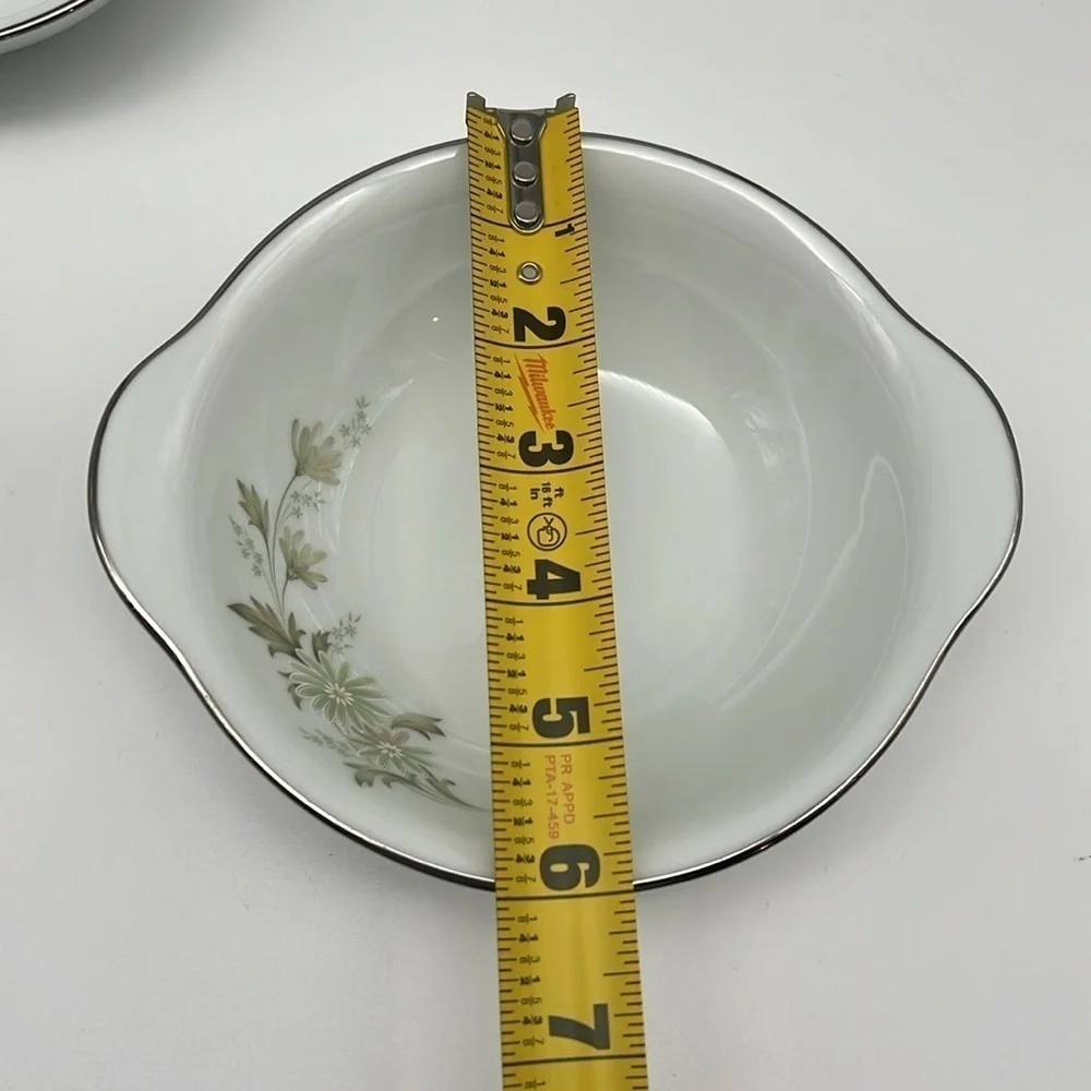 Noritake Soroya 6853 6” Cereal Bowl Light Green Daisy Platinum‎ Banded